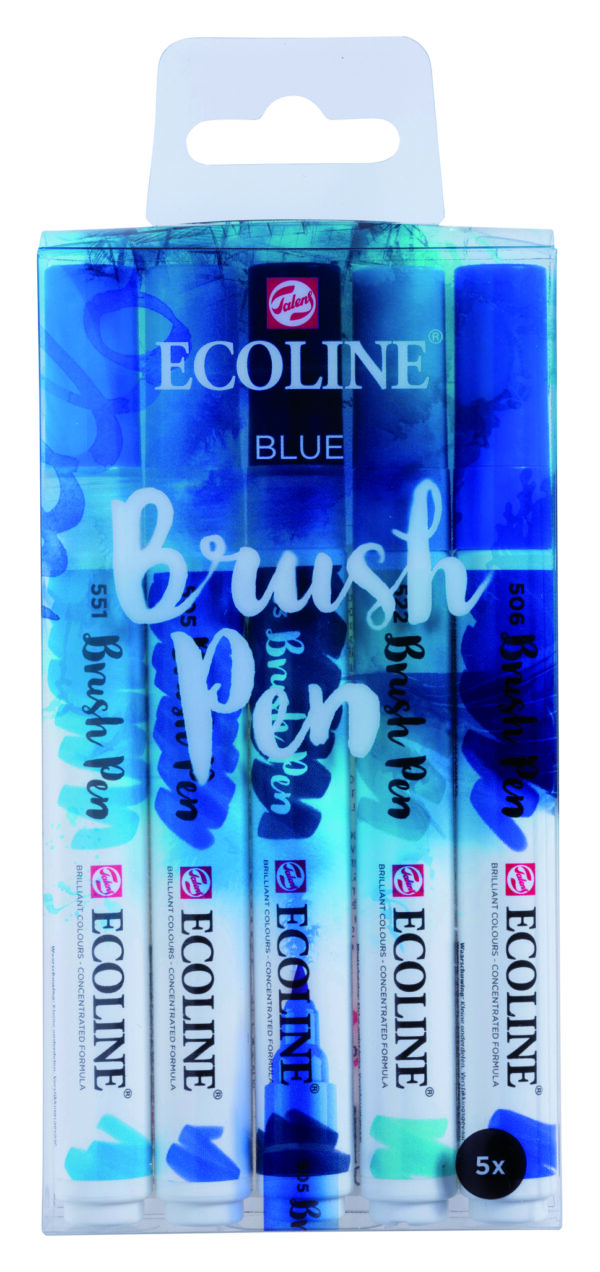 Ecoline Blue Brush 5 Pen Set