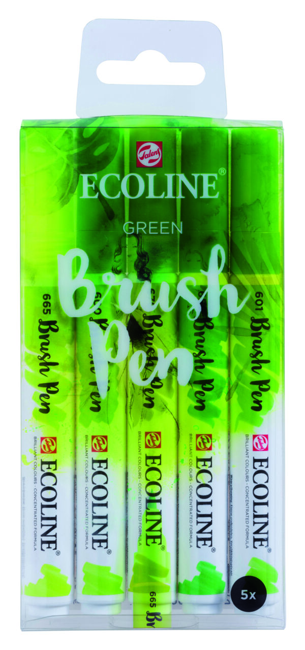 Ecoline Green Brush 5 Pen Set