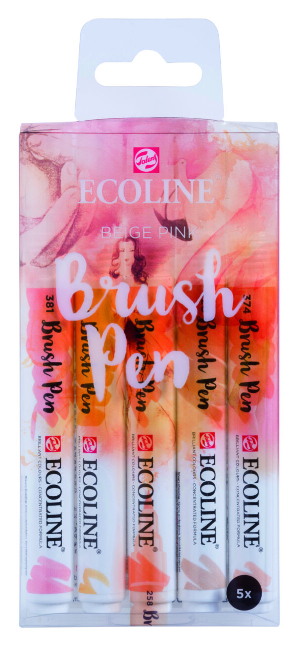 Ecoline Beige Pink Brush 5 Pen Set
