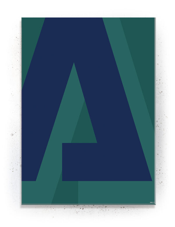 Bogstavet "A" i blå (Typografi) - plakat eller Lærredsprint Plakater > Plakater med typografi