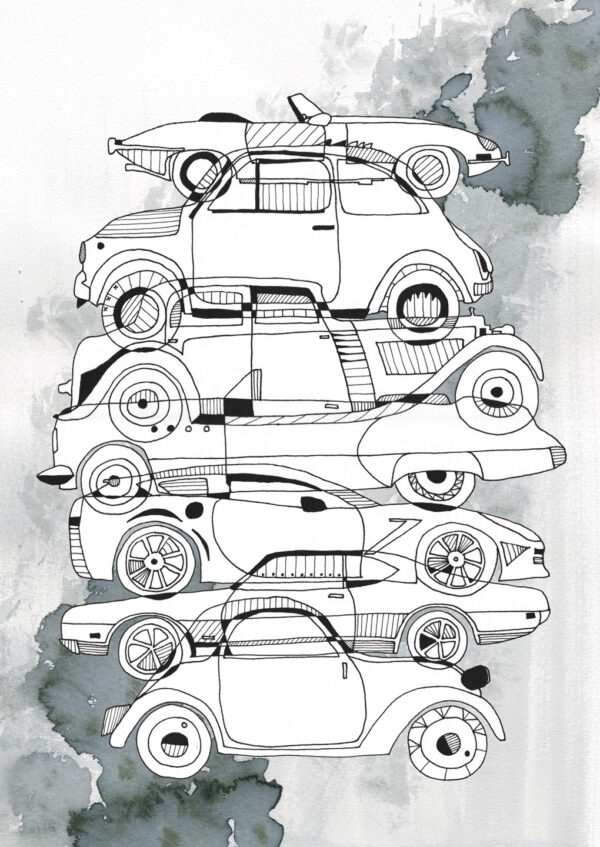 Cars af a mile in the woods Illux Art shop - Grafisk kunst - Kids Art - a mile in the woods - a mile in the woods