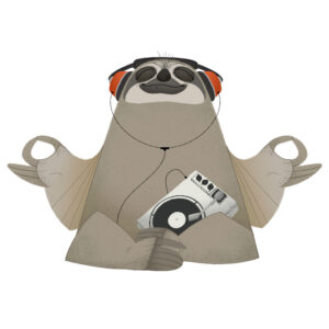 Chilling Music Sloth af ThomasWoody Illux Art shop - Grafisk kunst - Thomas Woody