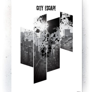 Plakat / Canvas / Akustik: City Escape (Black) Plakater > Sort / Hvid plakater