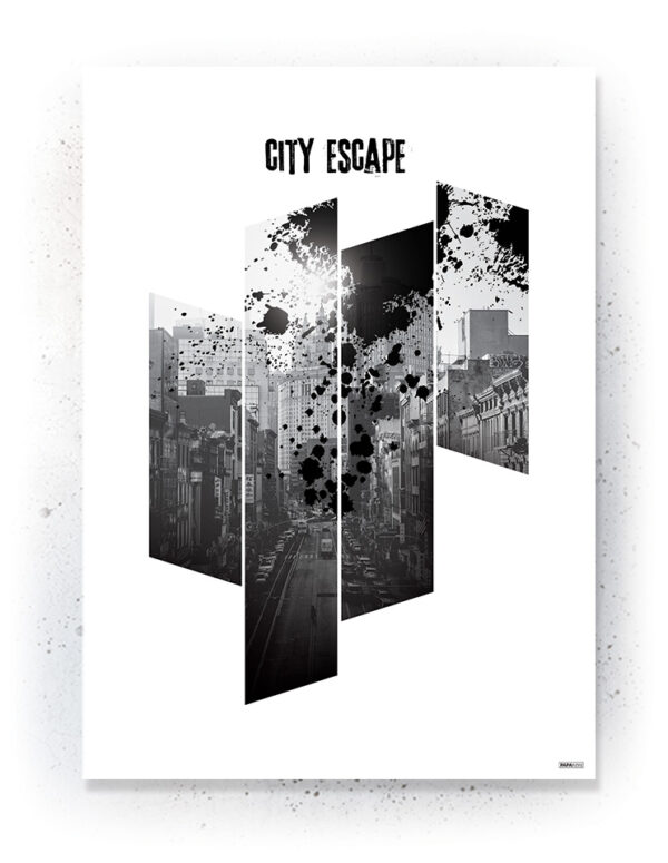 Plakat / Canvas / Akustik: City Escape (Black) Plakater > Sort / Hvid plakater