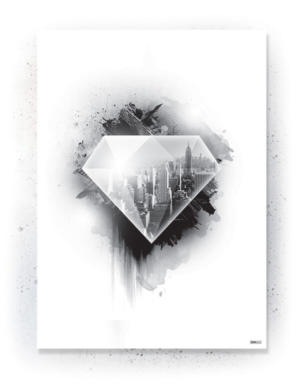Plakat / Canvas / Akustik: Diamond City (Black) Plakater > Sort / Hvid plakater