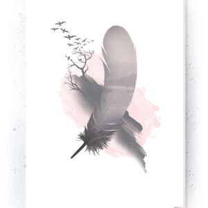 Plakat / Canvas / Akustik: Fjer og fugle (Flush Pink) Artworks > Populær