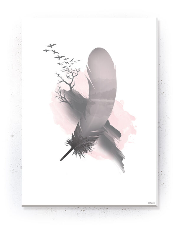 Plakat / Canvas / Akustik: Fjer og fugle (Flush Pink) Artworks > Populær