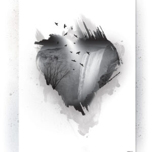 Plakat / Canvas / Akustik: Heart (Black) Plakater > Sort / Hvid plakater