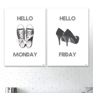 Plakat / Canvas / Akustik: Hello Monday & Hello Friday (Black) Plakater > Sort / Hvid plakater