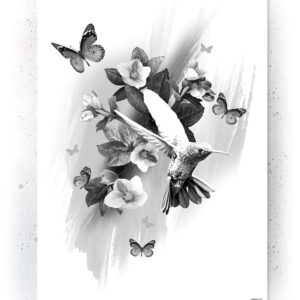 Plakat / Canvas / Akustik: Kolibri (Black) Plakater > Sort / Hvid plakater