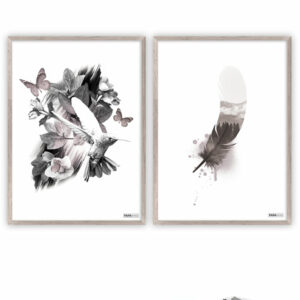 Plakat sæt: Kolibri og Fjer (Faded) Plakater > Natur plakater