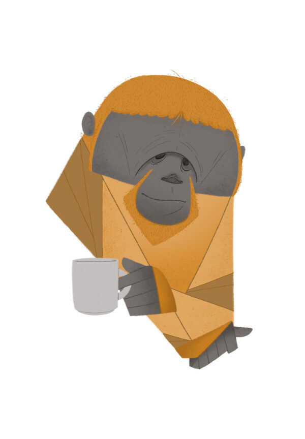 Morning coffee Orangutan af ThomasWoody Illux Art shop - Grafisk kunst - Thomas Woody