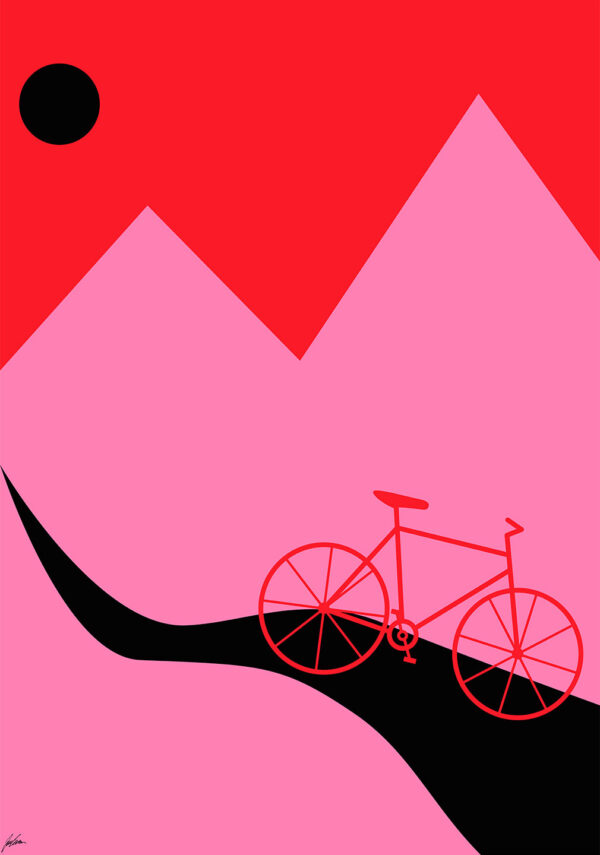 Mountainbike Pink af Justesen Plakater Illux Art shop - Illux Art nyheder - Grafisk kunst - Justesen Plakater