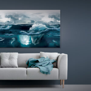 Plakat / Canvas / Akustik: Oceans II Onepiece / Panorama (Indigo) Artworks > Artful