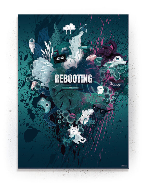 Plakat / Canvas / Akustik: Rebooting / Grøn (Gamer plakat) Plakater > Børne plakater