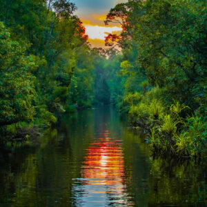 Sunset on the river af Thomas Stubergh Thomas Stubergh
