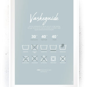 Plakat / Canvas / Akustik: Vaskeguide Blå (Vaskerum) Plakater > Sort / Hvid plakater