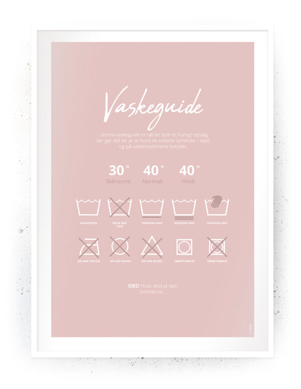 Plakat / Canvas / Akustik: Vaskeguide Rosa (Vaskerum) Plakater > Sort / Hvid plakater
