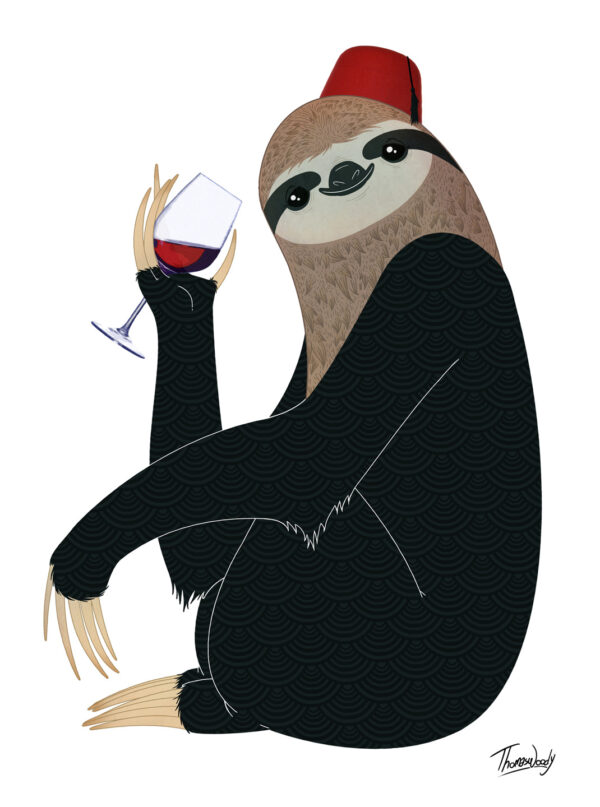 Wine Sloth af ThomasWoody Illux Art shop - Grafisk kunst - Thomas Woody